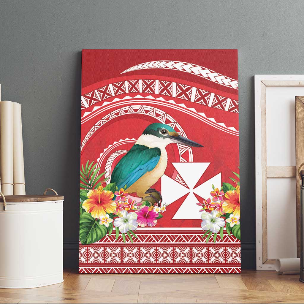 Wallis et Futuna Kingfisher Canvas Wall Art Polynesian Tropical Flowers