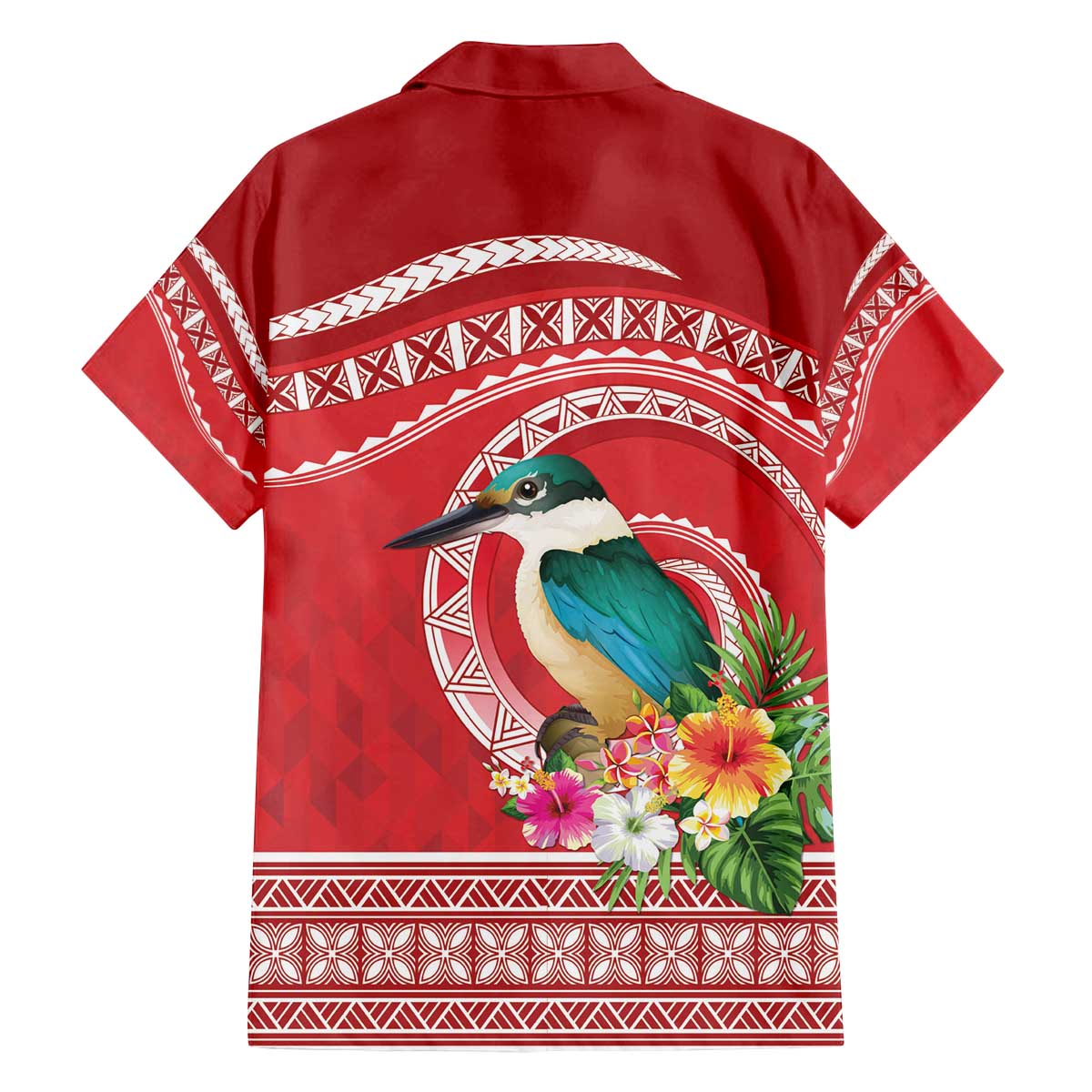 Wallis et Futuna Kingfisher Family Matching Off The Shoulder Long Sleeve Dress and Hawaiian Shirt Polynesian Tropical Flowers