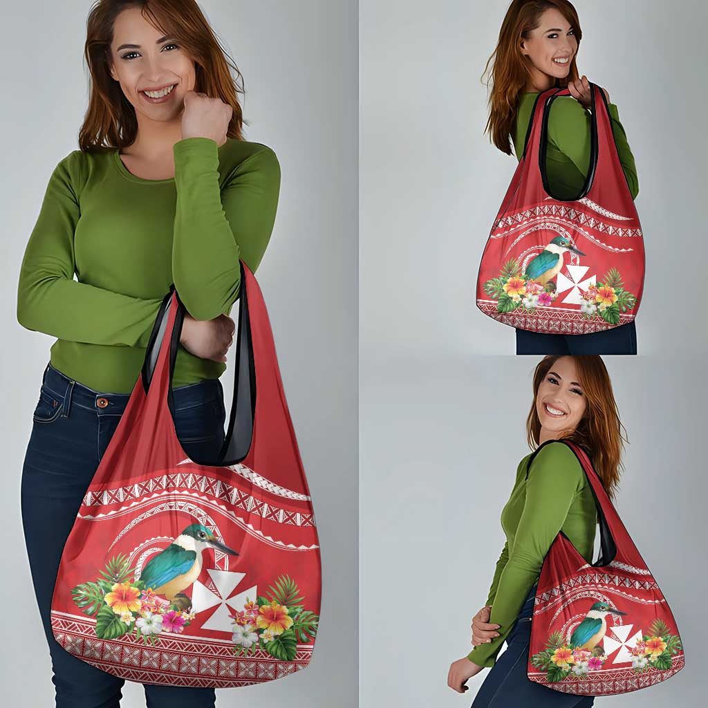 Wallis et Futuna Kingfisher Grocery Bag Polynesian Tropical Flowers