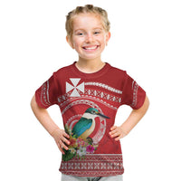 Wallis et Futuna Kingfisher Kid T Shirt Polynesian Tropical Flowers LT9 Red - Polynesian Pride