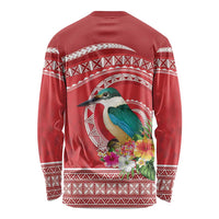 Wallis et Futuna Kingfisher Long Sleeve Shirt Polynesian Tropical Flowers