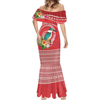 Wallis et Futuna Kingfisher Mermaid Dress Polynesian Tropical Flowers