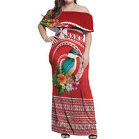 Wallis et Futuna Kingfisher Off Shoulder Maxi Dress Polynesian Tropical Flowers