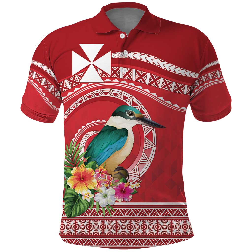 Wallis et Futuna Kingfisher Polo Shirt Polynesian Tropical Flowers LT9 Red - Polynesian Pride