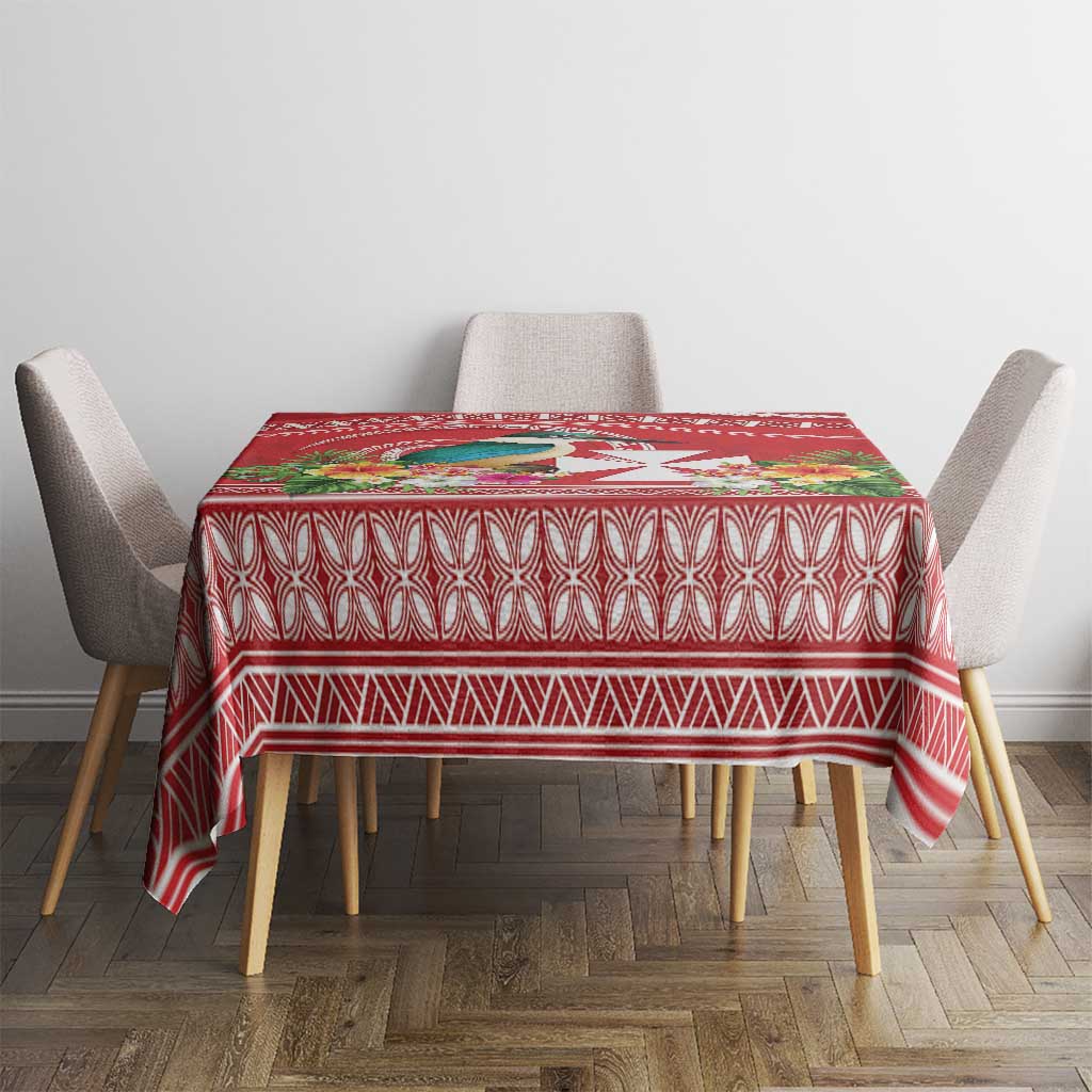Wallis et Futuna Kingfisher Tablecloth Polynesian Tropical Flowers