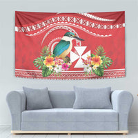 Wallis et Futuna Kingfisher Tapestry Polynesian Tropical Flowers