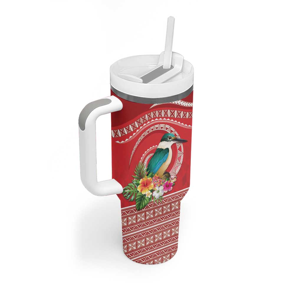 Wallis et Futuna Kingfisher Tumbler With Handle Polynesian Tropical Flowers