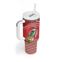 Wallis et Futuna Kingfisher Tumbler With Handle Polynesian Tropical Flowers