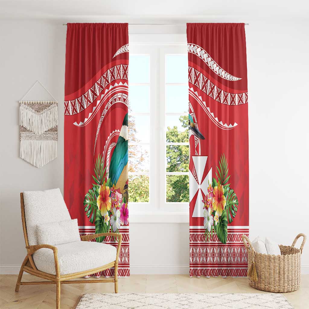 Wallis et Futuna Kingfisher Window Curtain Polynesian Tropical Flowers