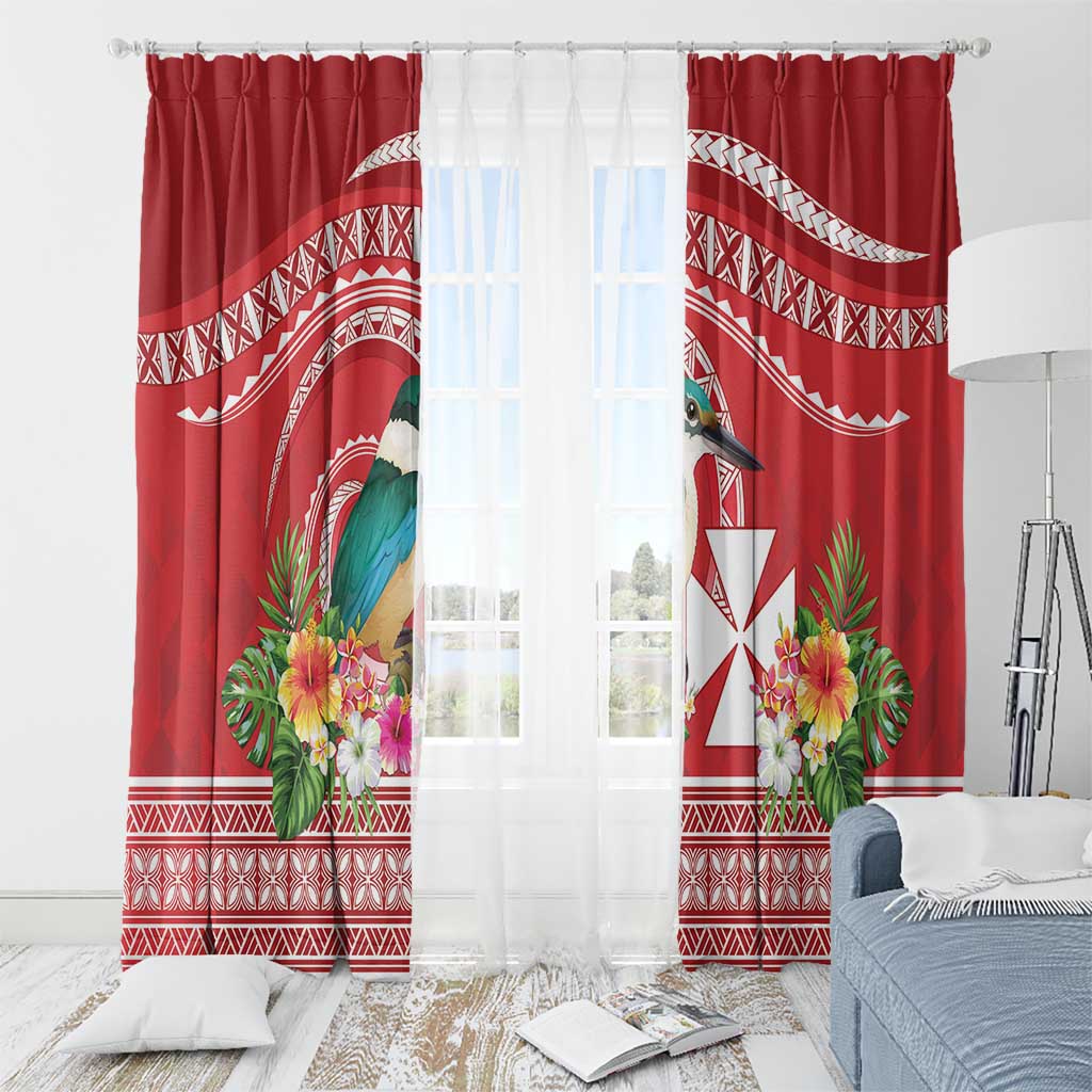 Wallis et Futuna Kingfisher Window Curtain Polynesian Tropical Flowers