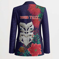 Maori Wheku Meri Kirihimete Personalised Blazer All Blue Indigenous Maori Motif - Polynesian Pride