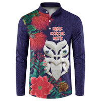 Maori Wheku Meri Kirihimete Personalised Button Sweatshirt All Blue Indigenous Maori Motif - Polynesian Pride