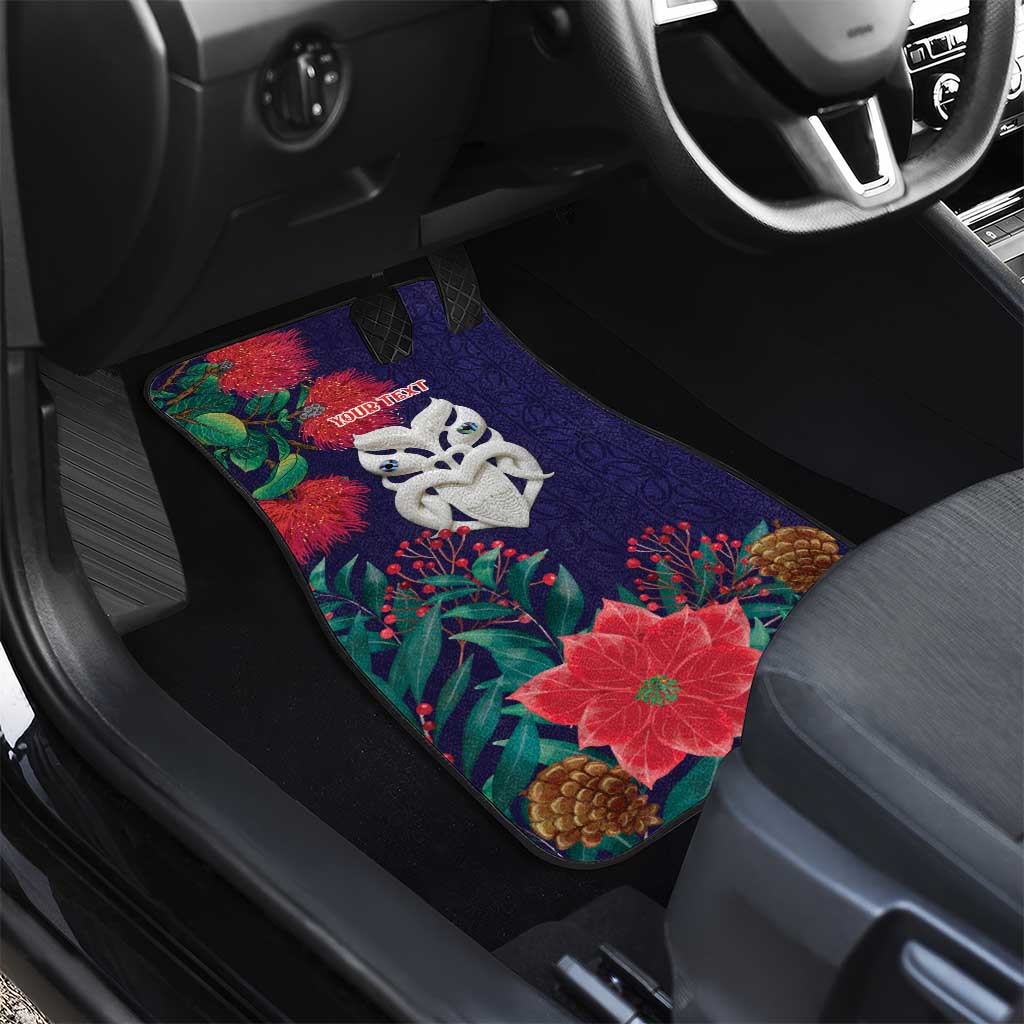 Maori Wheku Meri Kirihimete Personalised Car Mats All Blue Indigenous Maori Motif - Polynesian Pride