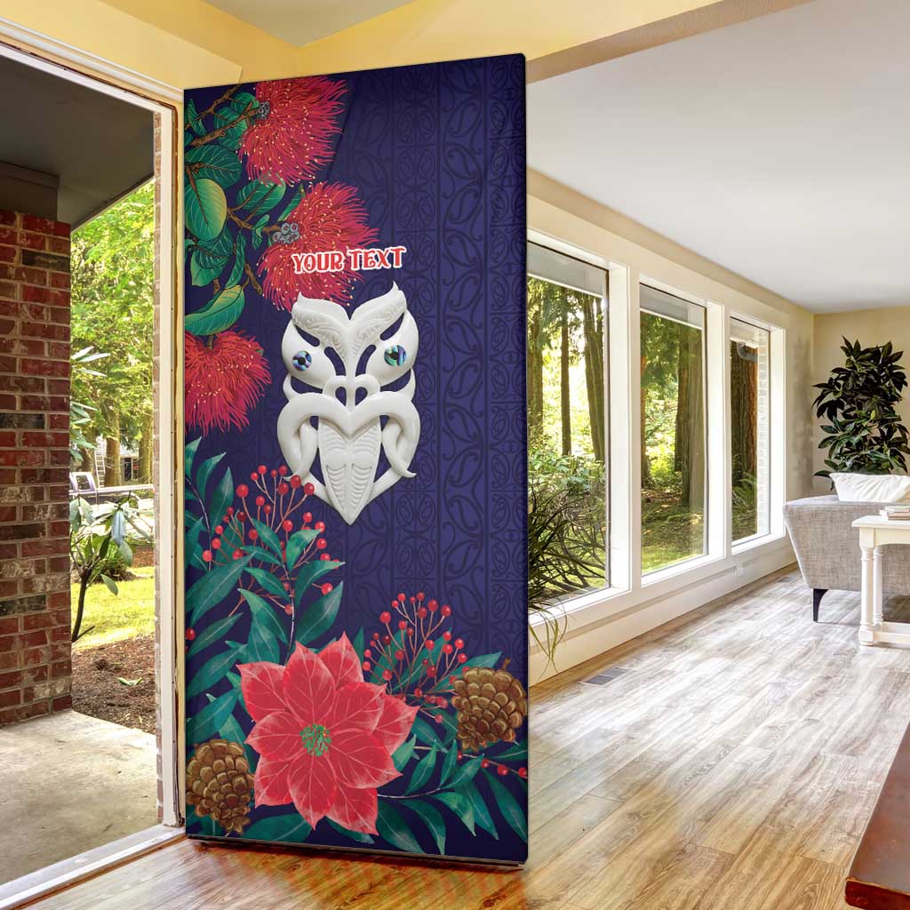 Maori Wheku Meri Kirihimete Personalised Door Cover All Blue Indigenous Maori Motif - Polynesian Pride