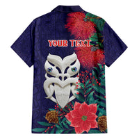 Maori Wheku Meri Kirihimete Personalised Family Matching Off Shoulder Maxi Dress and Hawaiian Shirt All Blue Indigenous Maori Motif - Polynesian Pride