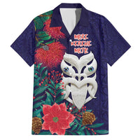 Maori Wheku Meri Kirihimete Personalised Family Matching Short Sleeve Bodycon Dress and Hawaiian Shirt All Blue Indigenous Maori Motif - Polynesian Pride