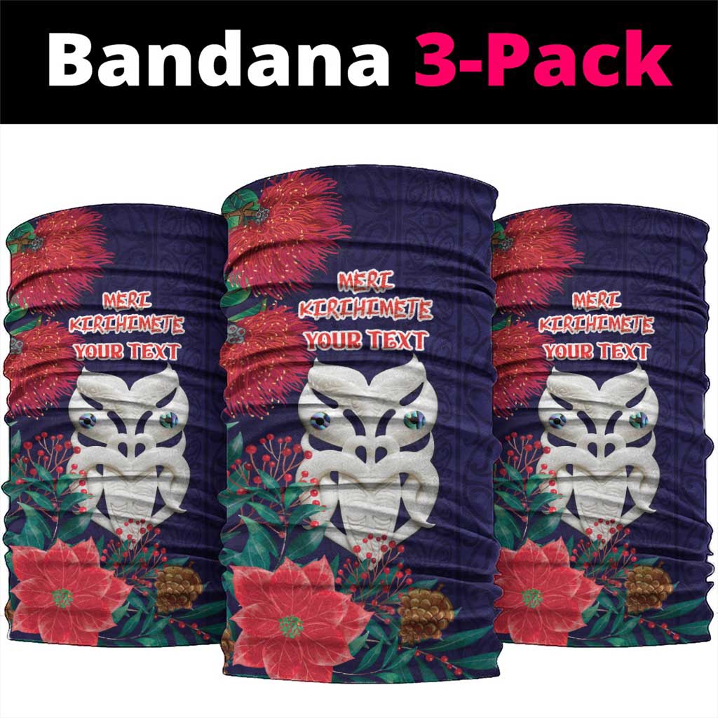 Maori Wheku Meri Kirihimete Personalised Neck Gaiter All Blue Indigenous Maori Motif - Polynesian Pride