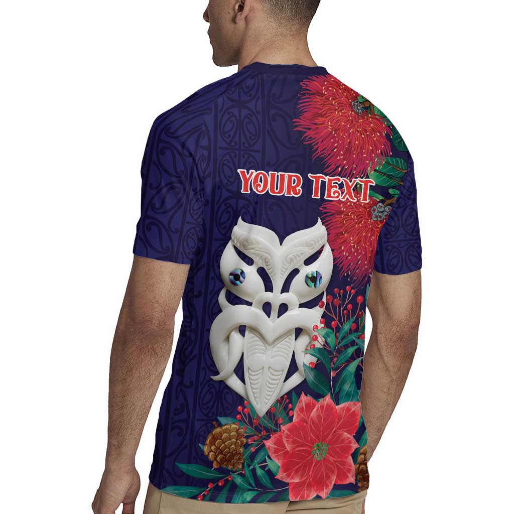 Maori Wheku Meri Kirihimete Personalised Rugby Jersey All Blue Indigenous Maori Motif - Polynesian Pride