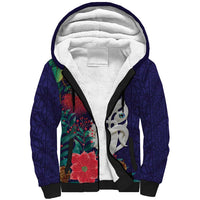 Maori Wheku Meri Kirihimete Personalised Sherpa Hoodie All Blue Indigenous Maori Motif - Polynesian Pride