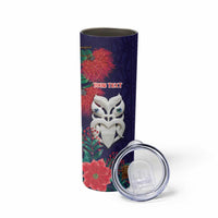 Maori Wheku Meri Kirihimete Personalised Skinny Tumbler All Blue Indigenous Maori Motif - Polynesian Pride