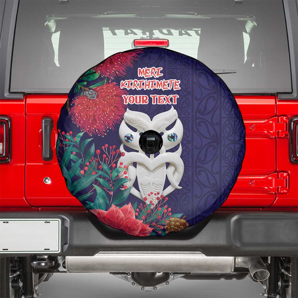 Maori Wheku Meri Kirihimete Personalised Spare Tire Cover All Blue Indigenous Maori Motif - Polynesian Pride