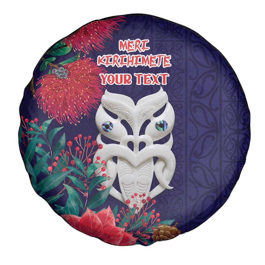 Maori Wheku Meri Kirihimete Personalised Spare Tire Cover All Blue Indigenous Maori Motif - Polynesian Pride