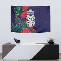 Maori Wheku Meri Kirihimete Personalised Tapestry All Blue Indigenous Maori Motif - Polynesian Pride