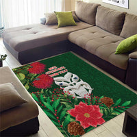 Maori Wheku Meri Kirihimete Personalised Area Rug All Green Indigenous Maori Motif - Polynesian Pride