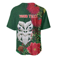 Maori Wheku Meri Kirihimete Personalised Baseball Jersey All Green Indigenous Maori Motif - Polynesian Pride