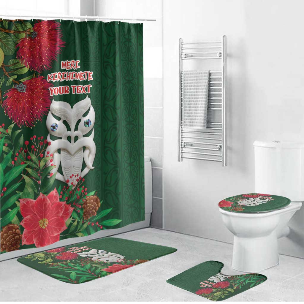 Maori Wheku Meri Kirihimete Personalised Bathroom Set All Green Indigenous Maori Motif - Polynesian Pride