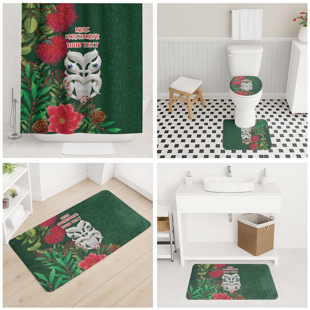 Maori Wheku Meri Kirihimete Personalised Bathroom Set All Green Indigenous Maori Motif - Polynesian Pride