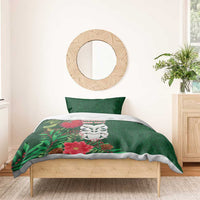 Maori Wheku Meri Kirihimete Personalised Bedding Set All Green Indigenous Maori Motif - Polynesian Pride