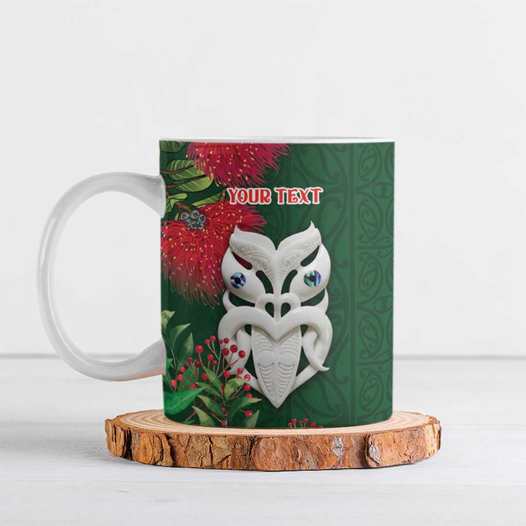 Maori Wheku Meri Kirihimete Personalised Ceramic Mug All Green Indigenous Maori Motif - Polynesian Pride