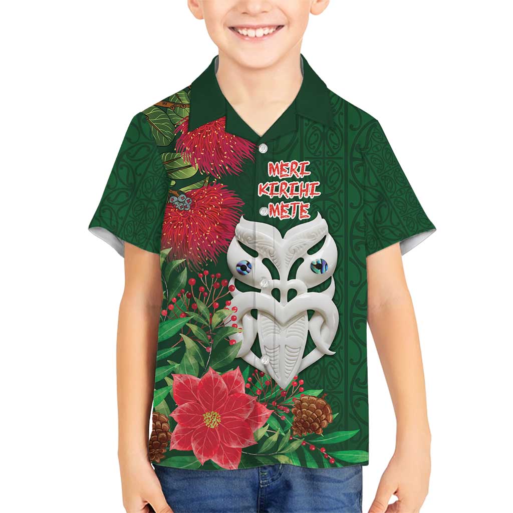 Maori Wheku Meri Kirihimete Personalised Family Matching Puletasi and Hawaiian Shirt All Green Indigenous Maori Motif - Polynesian Pride