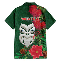 Maori Wheku Meri Kirihimete Personalised Family Matching Short Sleeve Bodycon Dress and Hawaiian Shirt All Green Indigenous Maori Motif - Polynesian Pride