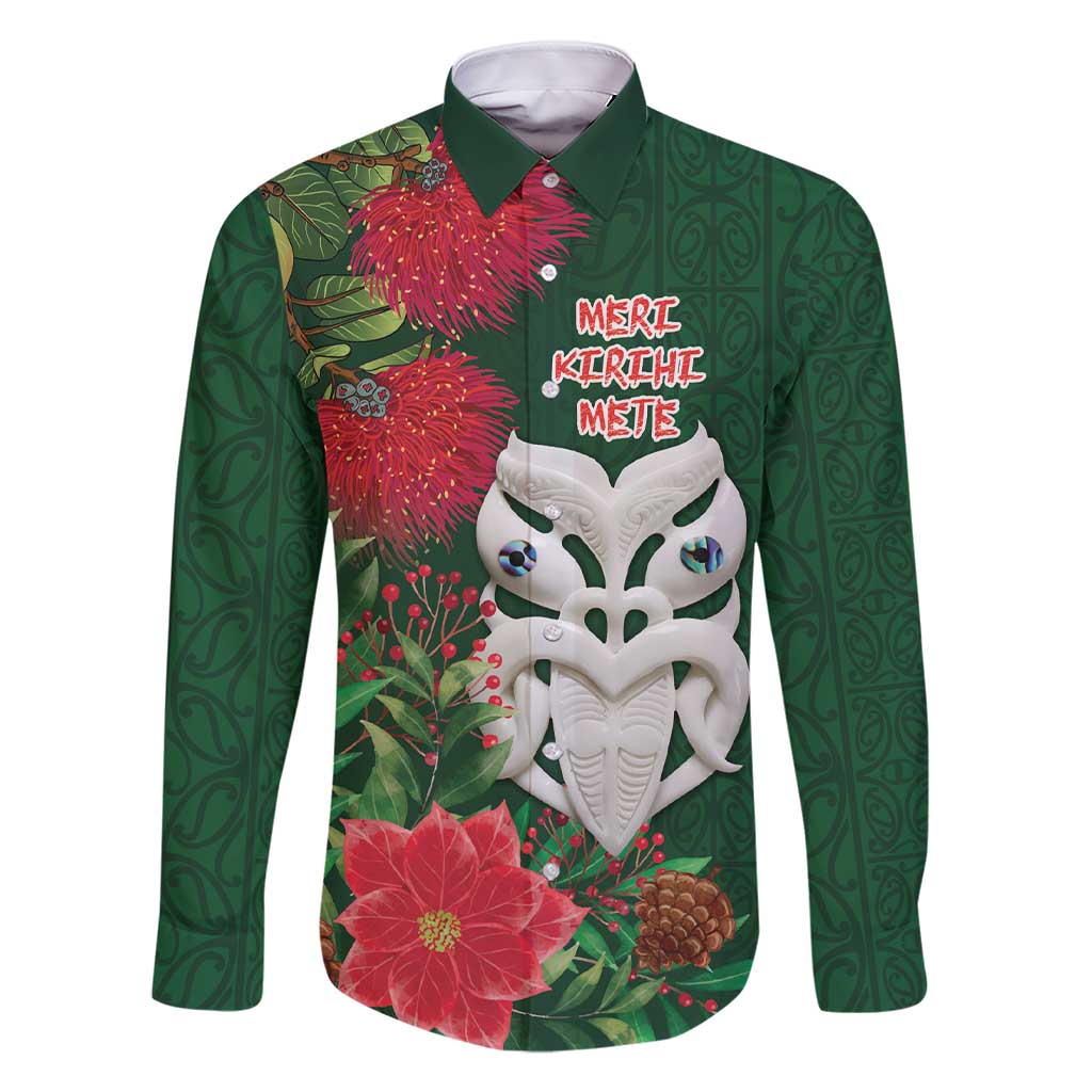 Maori Wheku Meri Kirihimete Personalised Family Matching Short Sleeve Bodycon Dress and Hawaiian Shirt All Green Indigenous Maori Motif - Polynesian Pride