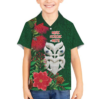 Maori Wheku Meri Kirihimete Personalised Family Matching Summer Maxi Dress and Hawaiian Shirt All Green Indigenous Maori Motif - Polynesian Pride