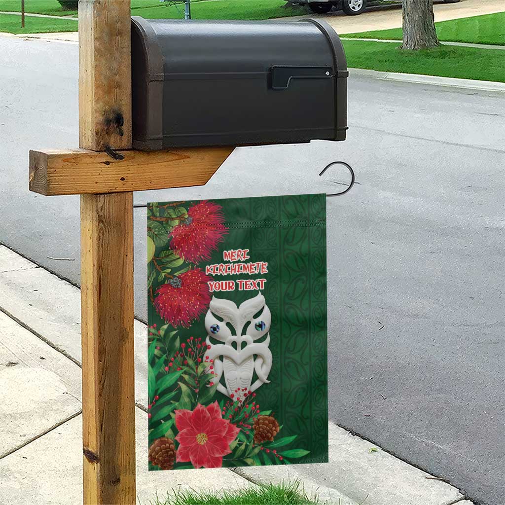 Maori Wheku Meri Kirihimete Personalised Garden Flag All Green Indigenous Maori Motif - Polynesian Pride