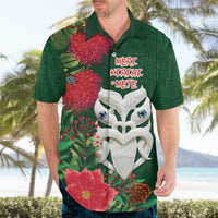 Maori Wheku Meri Kirihimete Personalised Hawaiian Shirt All Green Indigenous Maori Motif - Polynesian Pride