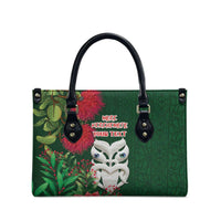 Maori Wheku Meri Kirihimete Personalised Leather Bag All Green Indigenous Maori Motif - Polynesian Pride