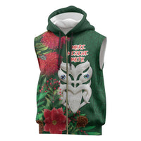Maori Wheku Meri Kirihimete Personalised Sleeveless Zip Hoodie All Green Indigenous Maori Motif - Polynesian Pride