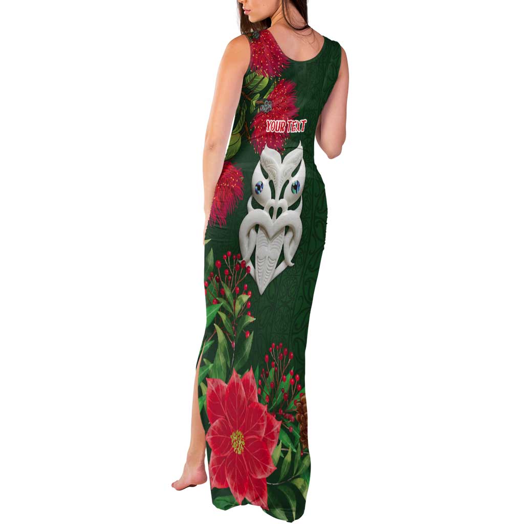 Maori Wheku Meri Kirihimete Personalised Tank Maxi Dress All Green Indigenous Maori Motif - Polynesian Pride