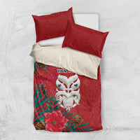 Maori Wheku Meri Kirihimete Personalised Bedding Set All Red Indigenous Maori Motif - Polynesian Pride