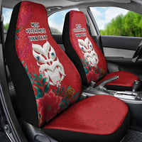 Maori Wheku Meri Kirihimete Personalised Car Seat Cover All Red Indigenous Maori Motif - Polynesian Pride