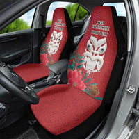 Maori Wheku Meri Kirihimete Personalised Car Seat Cover All Red Indigenous Maori Motif - Polynesian Pride