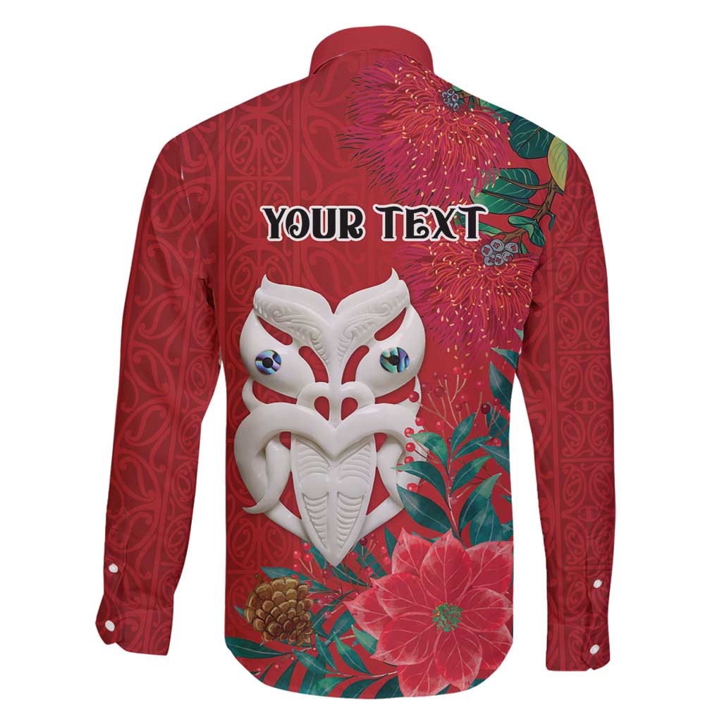 Maori Wheku Meri Kirihimete Personalised Family Matching Off Shoulder Maxi Dress and Hawaiian Shirt All Red Indigenous Maori Motif - Polynesian Pride