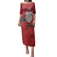 Maori Wheku Meri Kirihimete Personalised Family Matching Puletasi and Hawaiian Shirt All Red Indigenous Maori Motif - Polynesian Pride