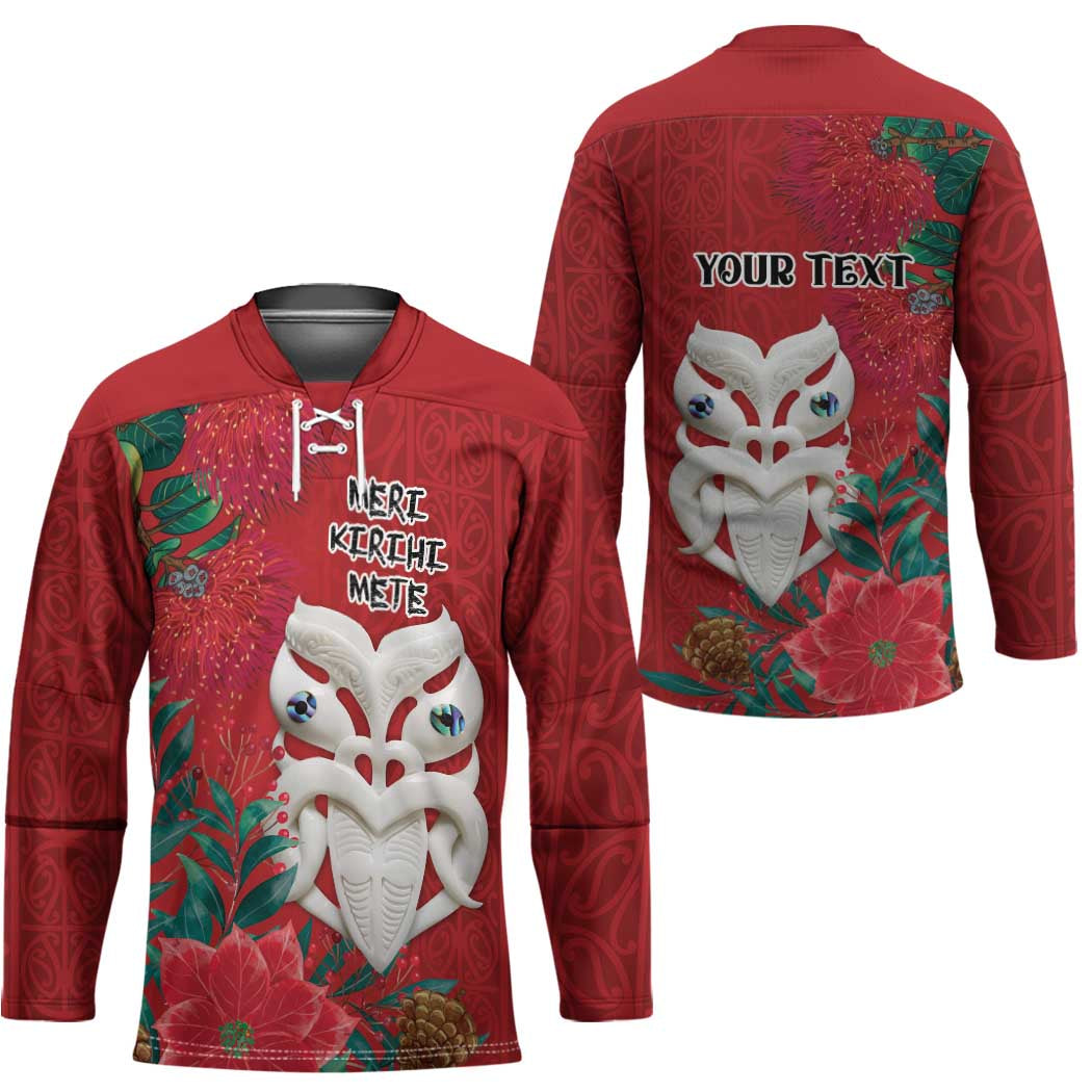 Maori Wheku Meri Kirihimete Personalised Hockey Jersey All Red Indigenous Maori Motif - Polynesian Pride