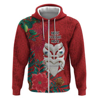 Maori Wheku Meri Kirihimete Personalised Hoodie All Red Indigenous Maori Motif - Polynesian Pride