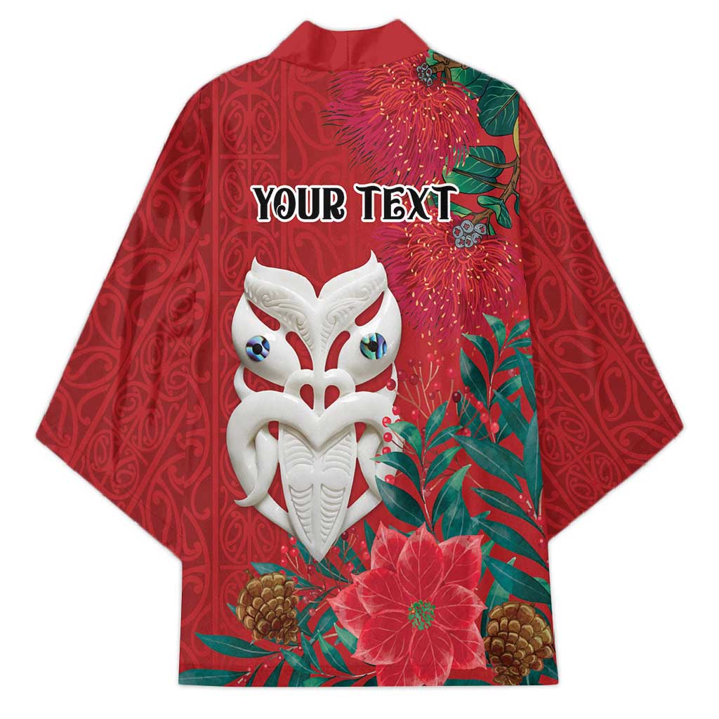 Maori Wheku Meri Kirihimete Personalised Kimono All Red Indigenous Maori Motif - Polynesian Pride